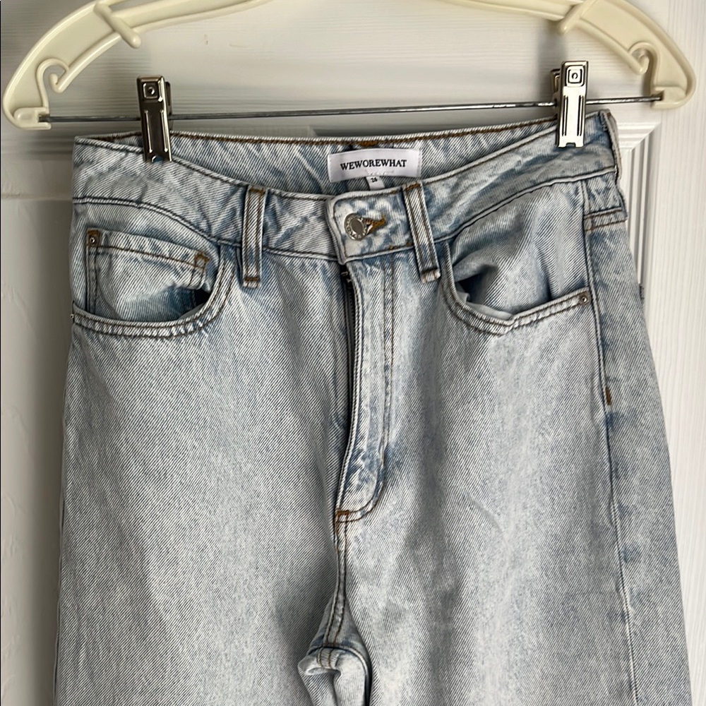 Light Wash Denim Jeans with Ankle Split